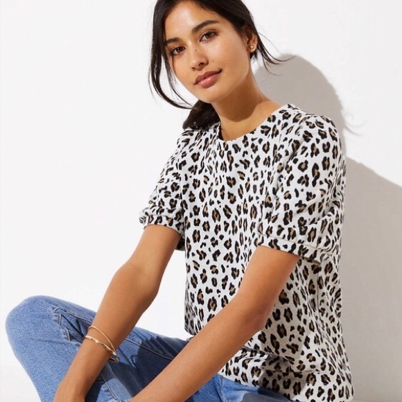 LOFT Tops - LOFT Cheetah Print Knit Short Sleeve Top
